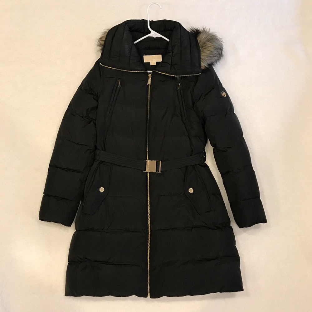 Michael Kors Olive Green Down Fur Coat Parka